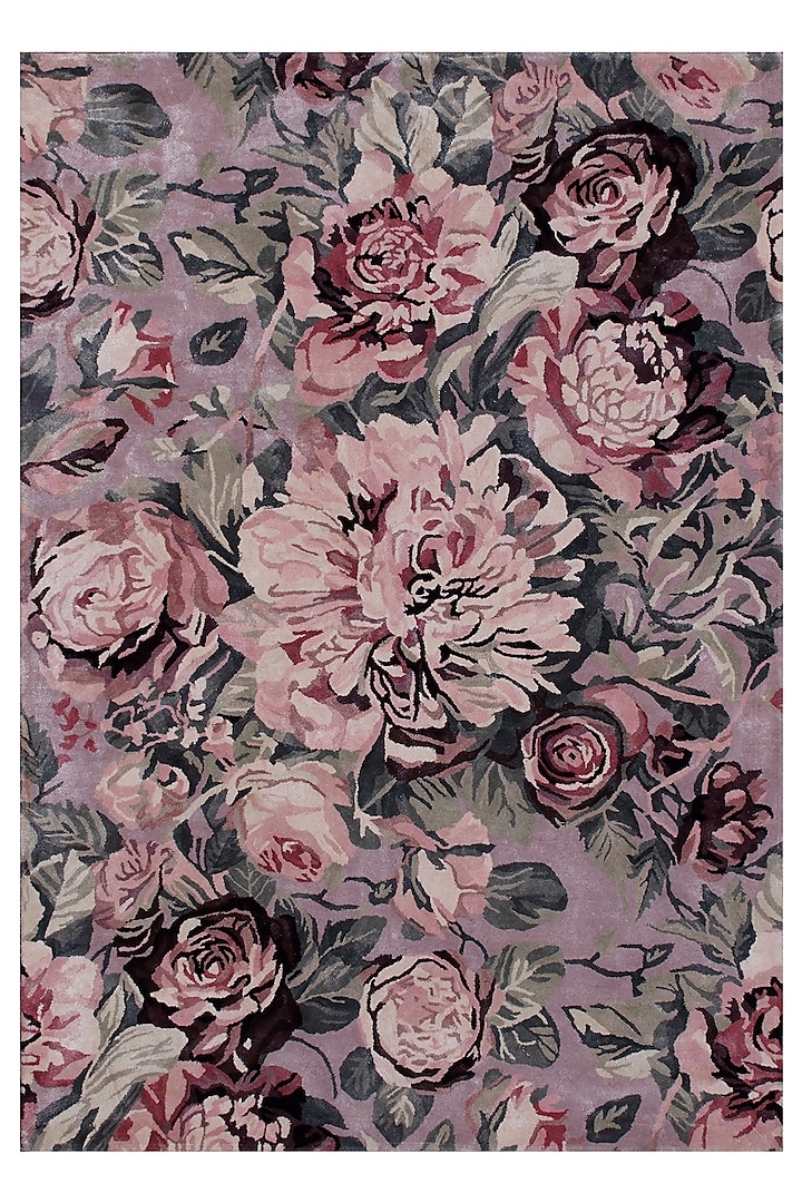 Grey Hand-Tufted Rug With Multi-Colored Flowers by The blue knot