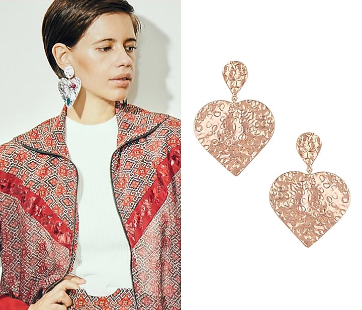 Rose gold plated textured long earrings by Valliyan by Nitya Arora at Pernia's Pop Up Shop