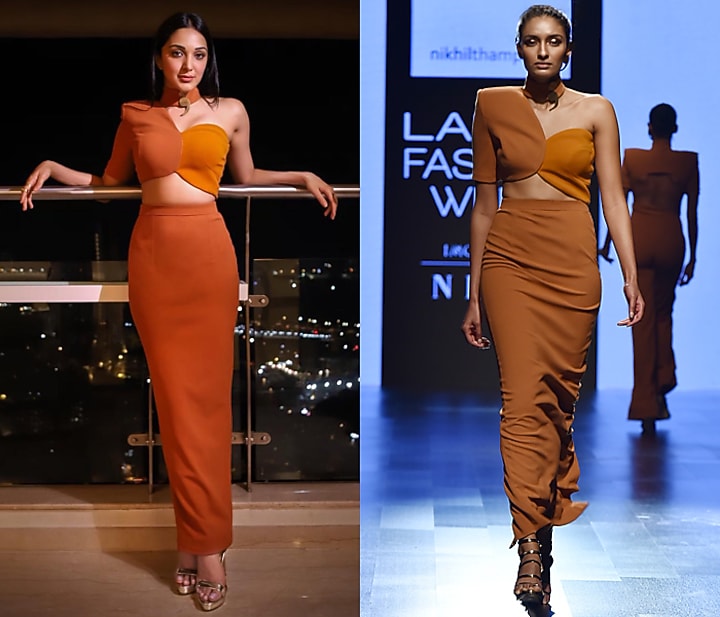 Brown Circular Top With Skirt by Nikhil Thampi at Pernia's Pop Up Shop