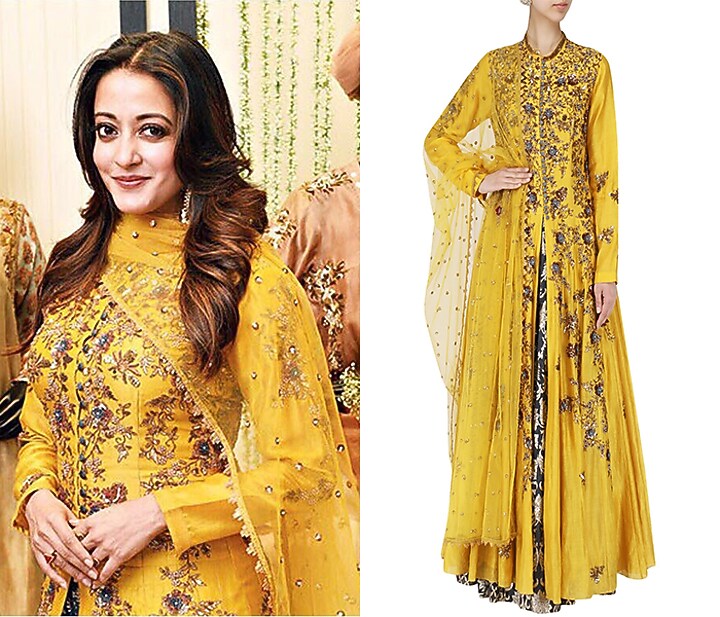 Yellow Embroidered Anarkali Set available only at Pernia's Pop Up Shop.