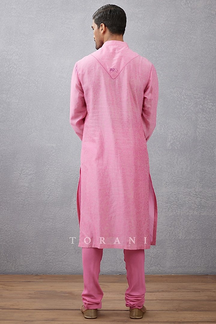 Violet Cotton Silk & Silk Crepe Digital Printed Bundi Set by Torani Men at Pernia's Pop Up Shop