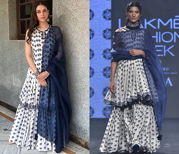 Ivory Butti Printed & Embroidered Gharara Set by Punit Balana at Pernia's Pop Up Shop