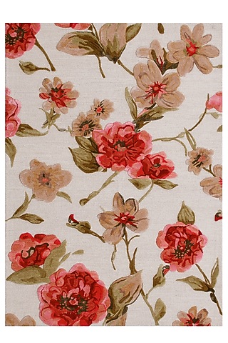 Beige Hand-Tufted Rug In Wool & Viscose by The blue knot