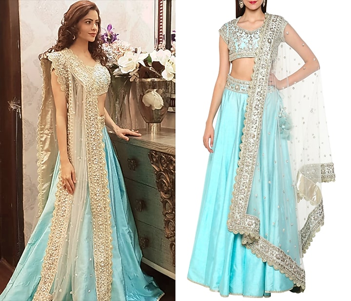 Sky Blue Handcrafted Embroidered Lehenga Set