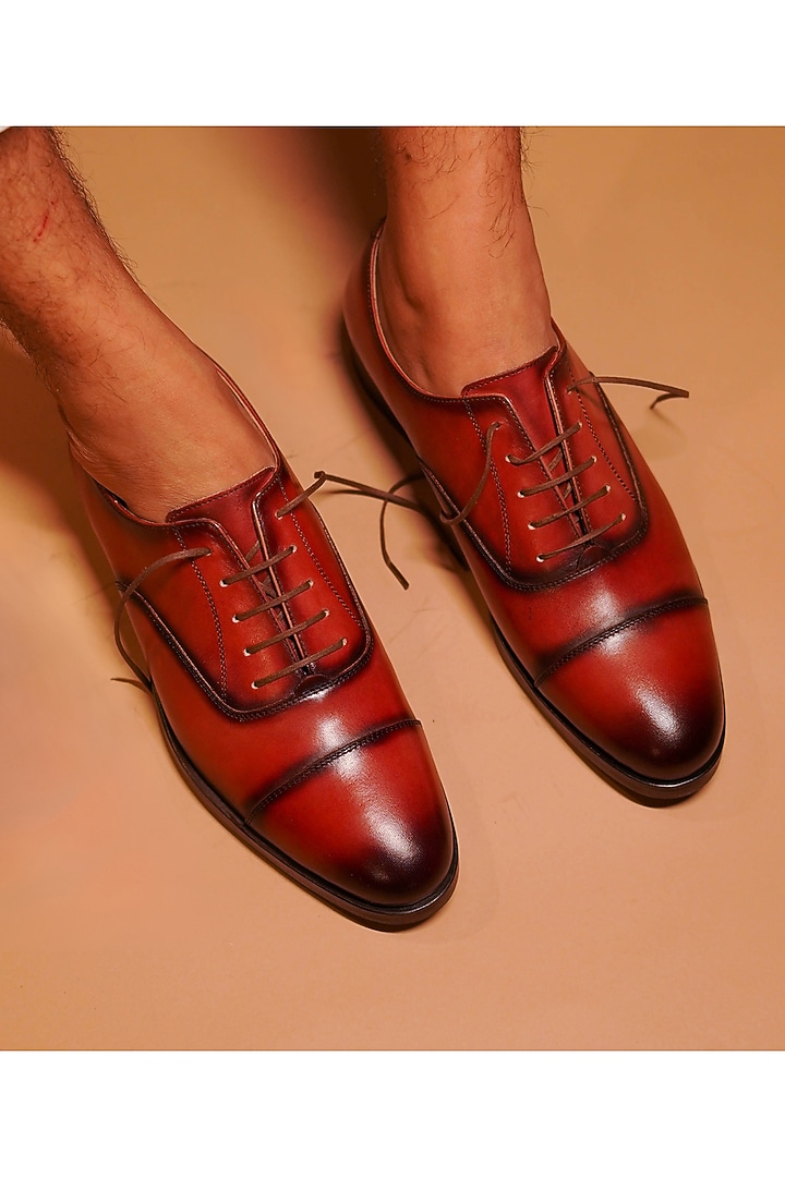Dark Brown Dual-Tone Leather Oxford Shoes by Dmodot at Pernia's Pop Up Shop