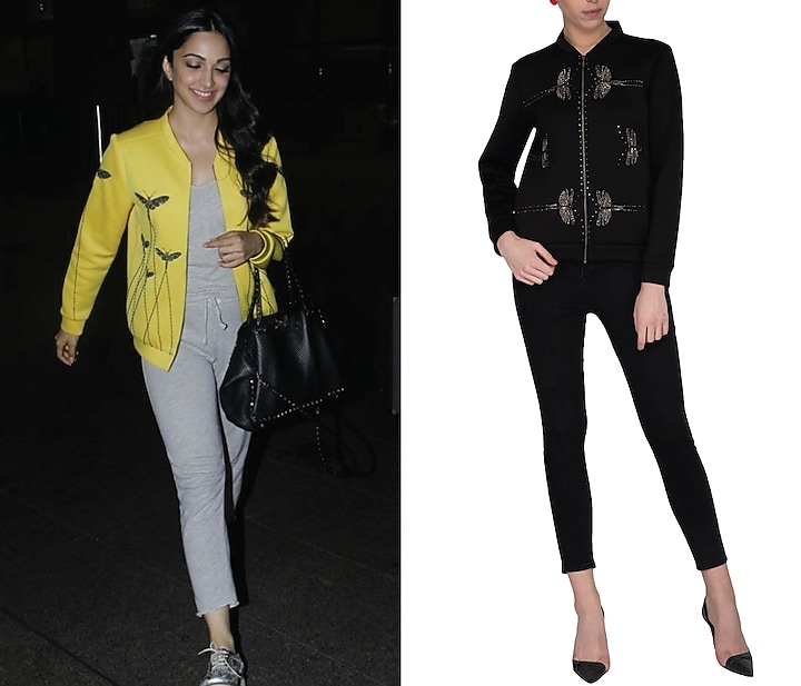 Black embroidered bomber jacket by Shahin Mannan at Pernia's Pop Up Shop