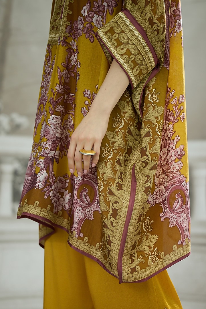 Mustard Silk Printed Tunic by Rajdeep Ranawat at Pernia's Pop Up Shop