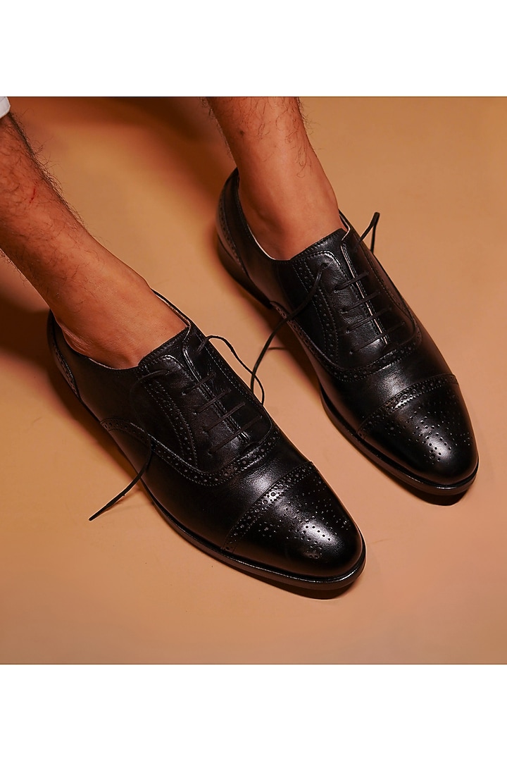 Black Leather Oxford Brogues by Dmodot at Pernia's Pop Up Shop