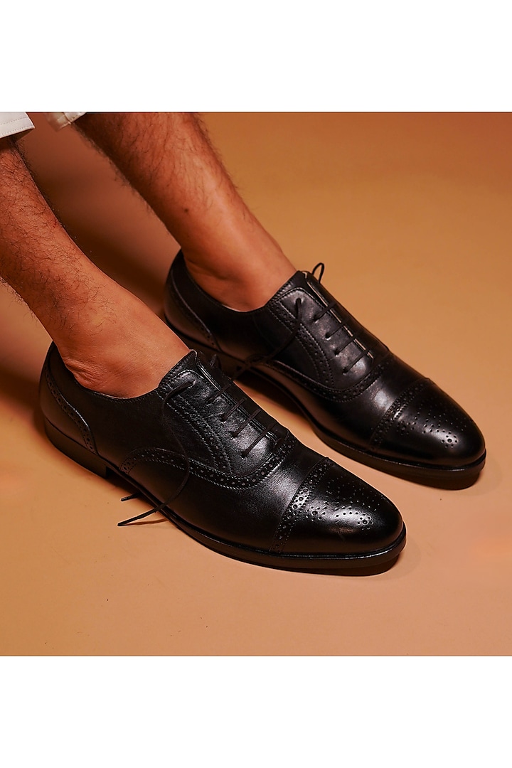 Black Leather Oxford Brogues by Dmodot