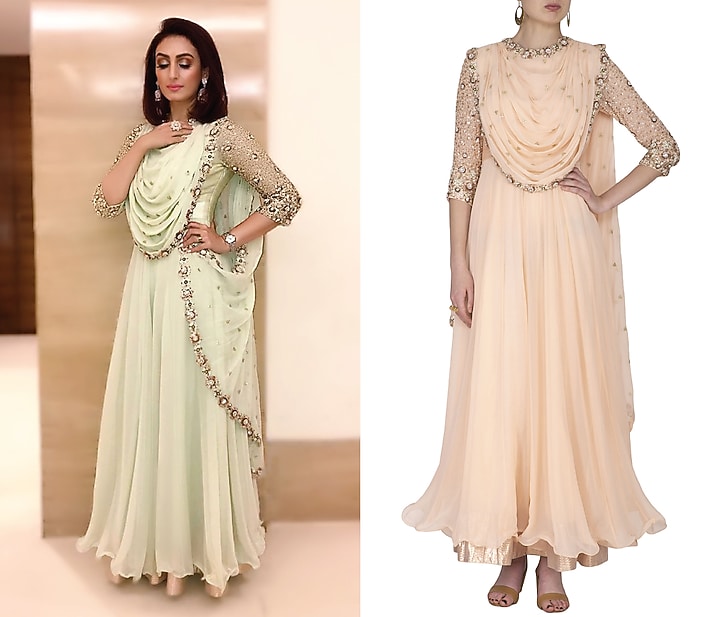 Blush Pink Embroidered Wedding Anarkali Set by Nidhika Shekhar at Pernia's Pop Up Shop