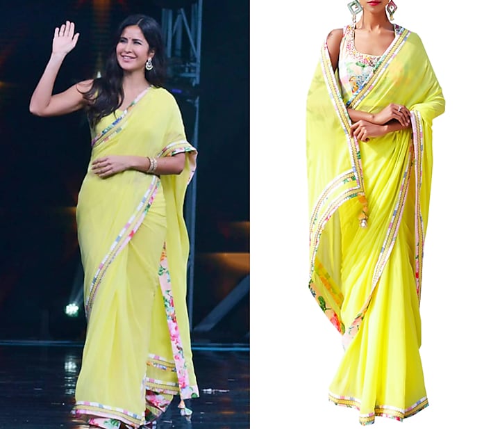 Lime Green Georgette Embroidered Party Wear Saree Set by Nikasha at Pernia's Pop Up Shop