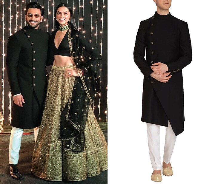 Black Terry Rayon Contemporary Overlap Wedding Indowestern by Dhruv Vaish at Pernia's Pop Up Shop
