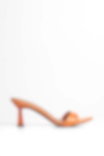 Orange Vegan Leather Open-Toe Heels by Signature Sole at Pernia's Pop Up Shop