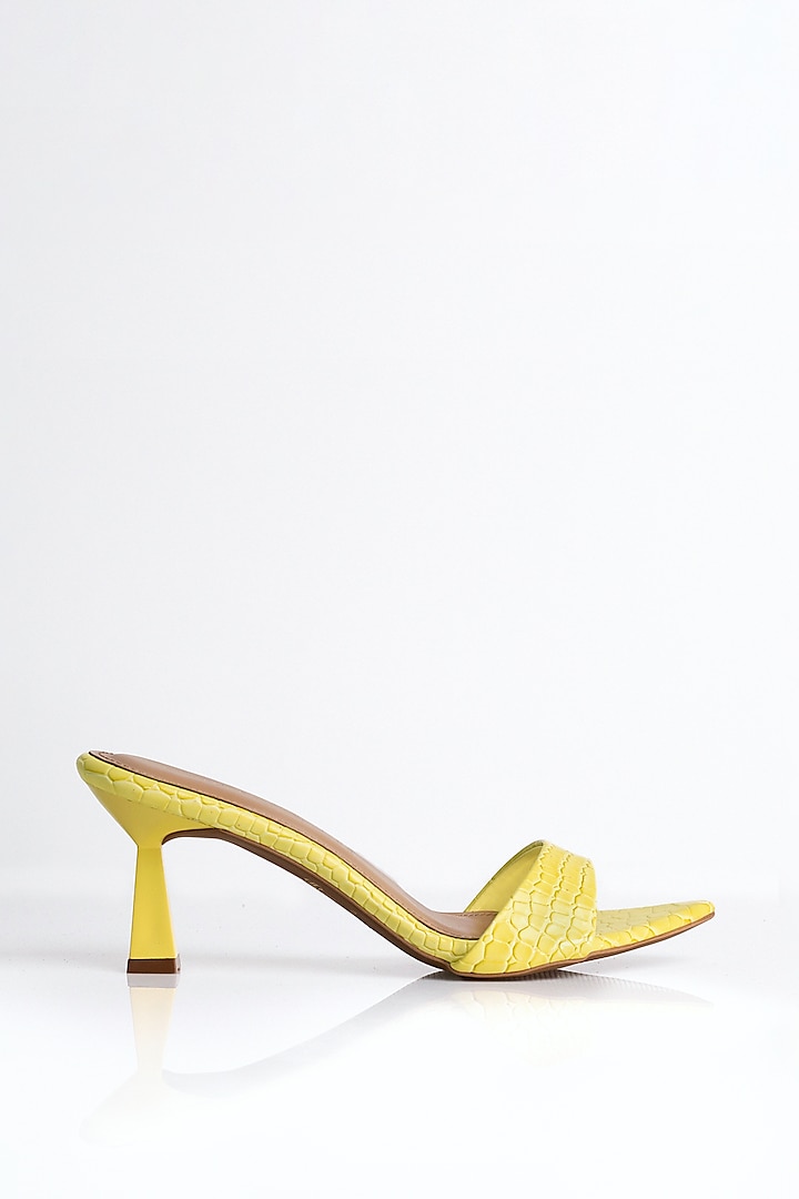 Yellow Vegan Leather Open-Toe Heels by Signature Sole at Pernia's Pop Up Shop