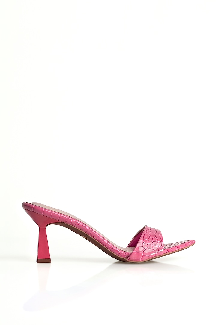 Pink Vegan Leather Open-Toe Heels by Signature Sole at Pernia's Pop Up Shop