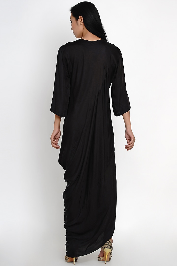 Black Modal Pleated Summer Dress by Angry Owl at Pernia's Pop Up Shop