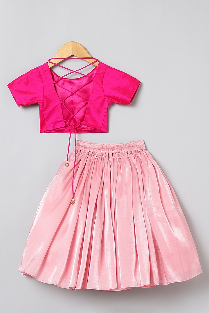 Light Pink Glass Tissue Skirt Set For Girls by BYB PREMIUM at Pernia's Pop Up Shop
