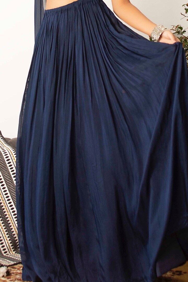 Dark Navy Blue Tie-Dye One-Shoulder Gown by Dhwaja at Pernia's Pop Up Shop