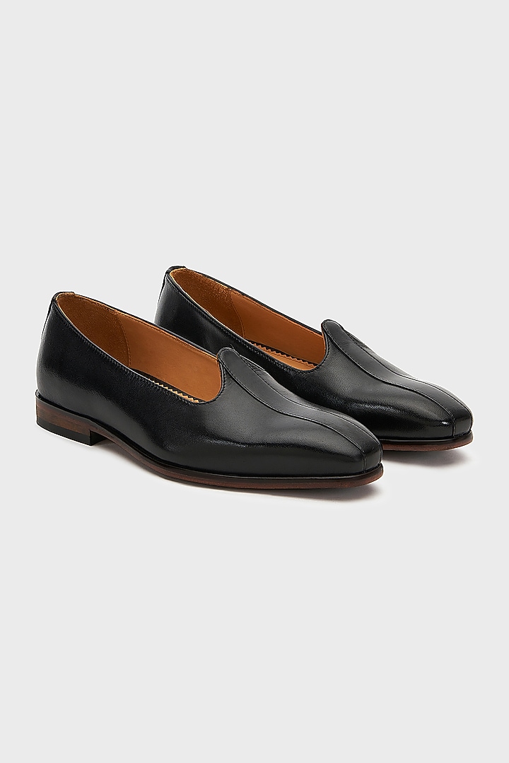 Black Leather Nagras by Nauvab at Pernia's Pop Up Shop