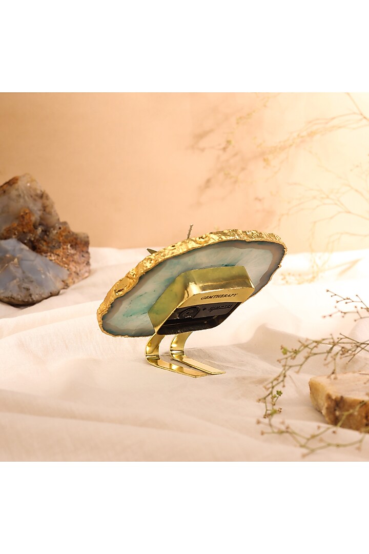 Green Agate Table Clock by Gemtherapy at Pernia's Pop Up Shop