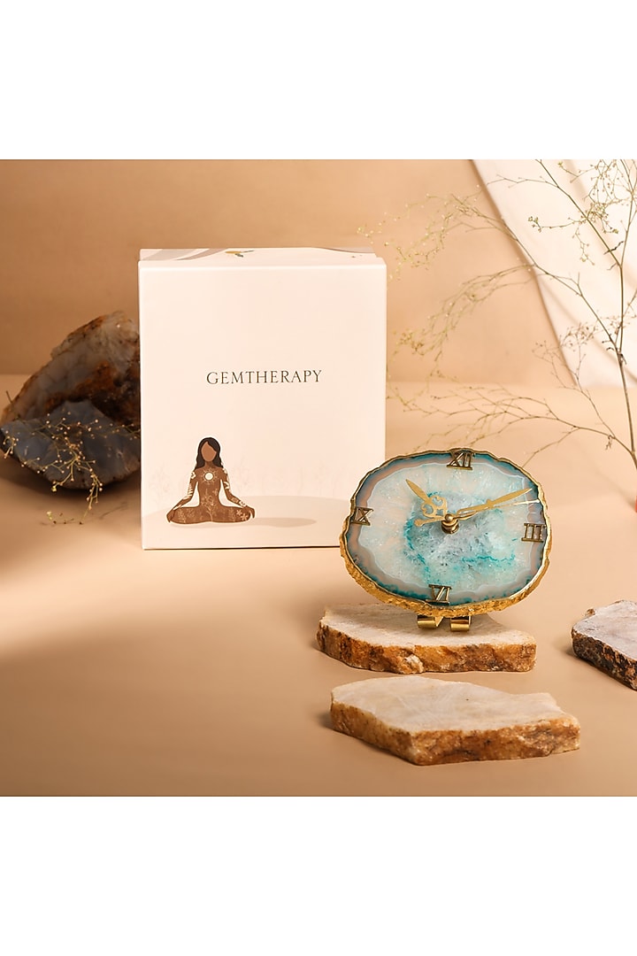 Green Agate Table Clock by Gemtherapy at Pernia's Pop Up Shop