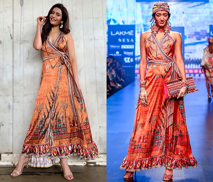 Orange Wrap Maxi Vacation Dress by Rajdeep Ranawat at Pernia's Pop Up Shop