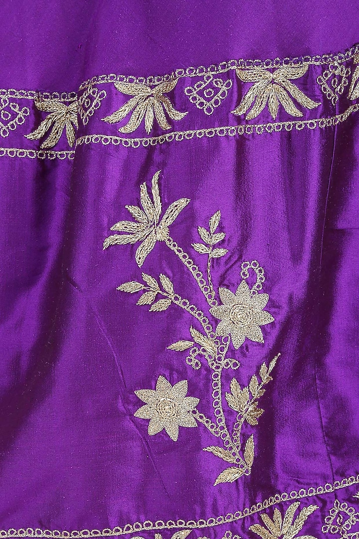 Purple dori floral embroidered lehenga set available only at Pernia's Pop Up Shop.