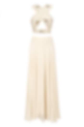 Cream floral embroidered blouse, cape and skirt set available only at Pernia's Pop Up Shop.