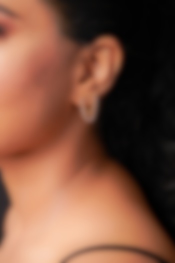 Two-Tone Finish Round-Shaped Diamond Chain Stud Earrings by La marque M at Pernia's Pop Up Shop