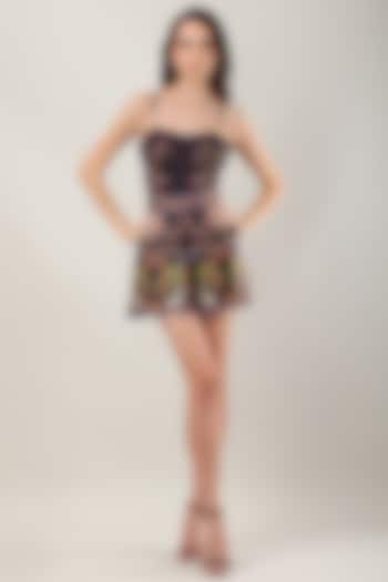 Black Polyester Printed Swim Skirt by Limerick By Abirr N' Nanki at Pernia's Pop Up Shop