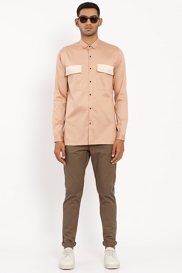Nude Cotton Party Wear Shirt by Son Of A Noble SNOB Men at Pernia's Pop Up Shop