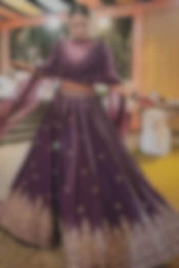 Midnight Purple Embroidered Bridal Lehenga Set by Jigar Mali at Pernia's Pop Up Shop