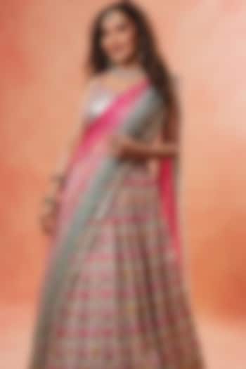 Ivory Georgette Embroidered Wedding Lehenga Set by NITIKA GUJRAL at Pernia's Pop Up Shop
