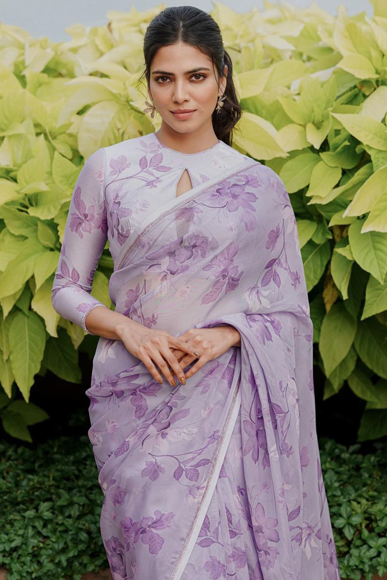 Banarasee Organza Silk Embroidered Saree With Digital Floral Print-Pas