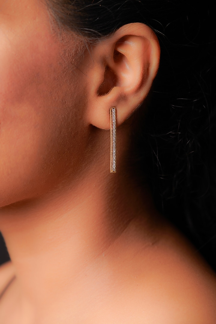 Two-Tone Finish Round-Shaped Diamond Twig Stud Earrings by La marque M at Pernia's Pop Up Shop