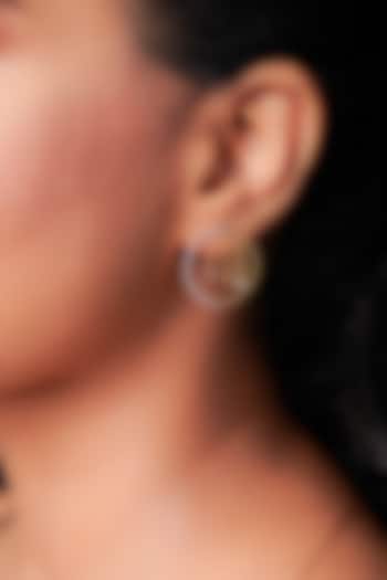 Two-Tone Finish Round-Shaped Diamond Hanging Stud Earrings by La marque M at Pernia's Pop Up Shop