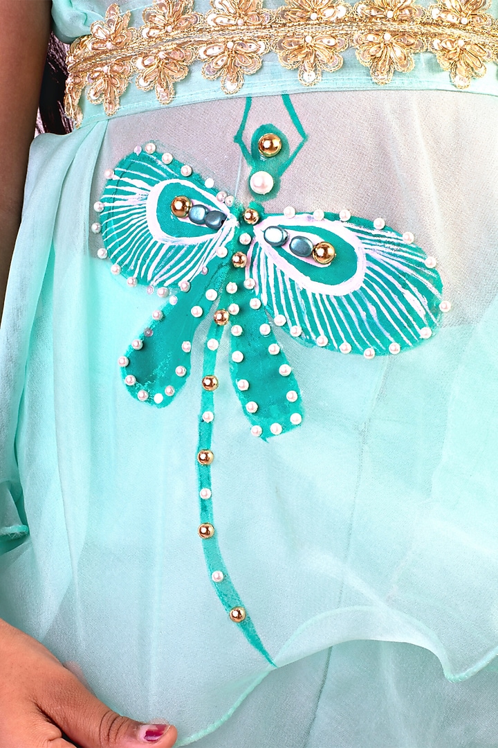 Powder Blue Organza Sharara Set For Girls by Offspring Closet at Pernia's Pop Up Shop