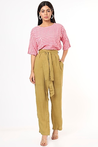 Blush Pink Checkered Top by 3X9T