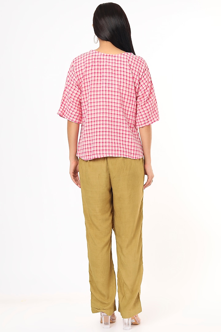 Blush Pink Checkered Top by 3X9T at Pernia's Pop Up Shop