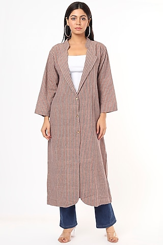 Brown Pure Organic Cotton Overwear Dress by 3X9T