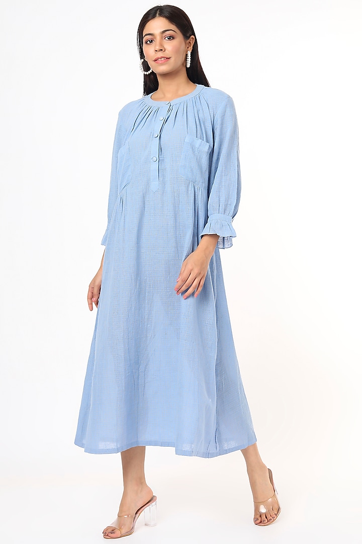 Pastel Blue Pure Organic Cotton Dress by 3X9T