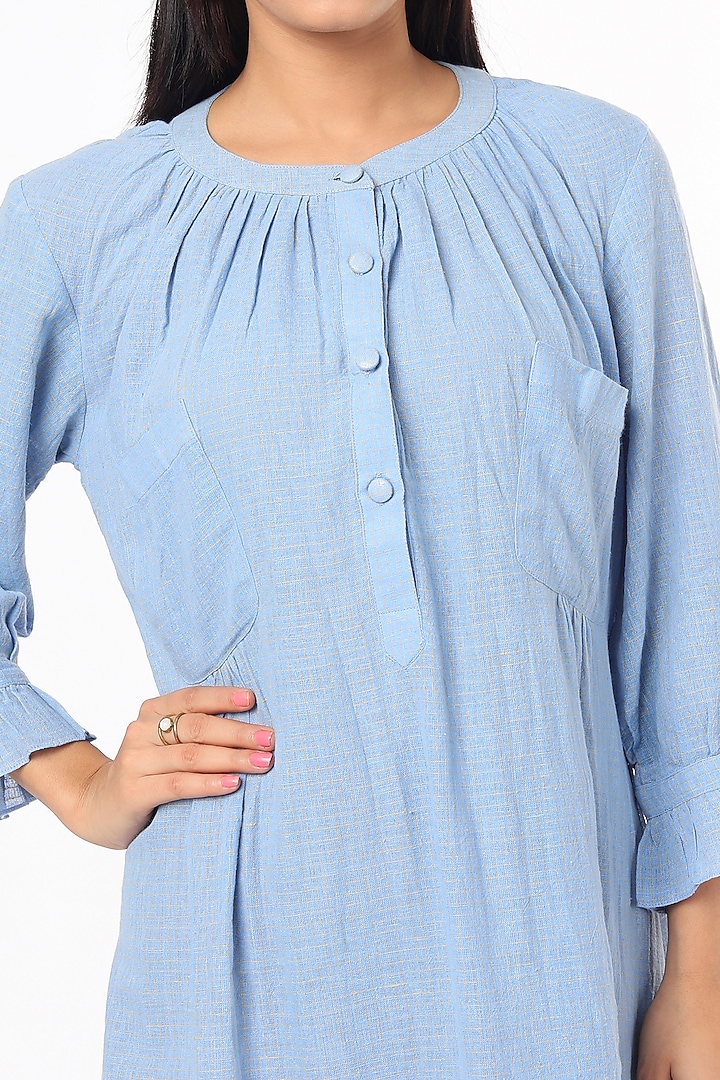 Pastel Blue Pure Organic Cotton Dress by 3X9T at Pernia's Pop Up Shop