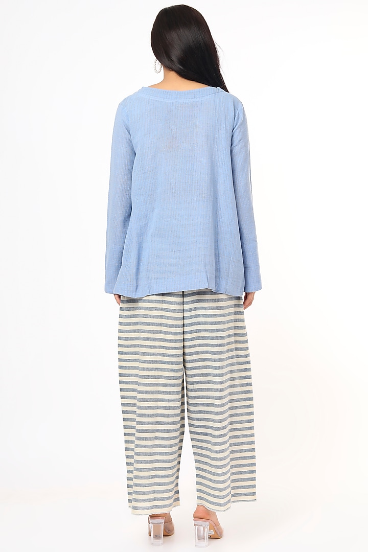 Pastel Blue Pure Organic Cotton Box Top by 3X9T at Pernia's Pop Up Shop