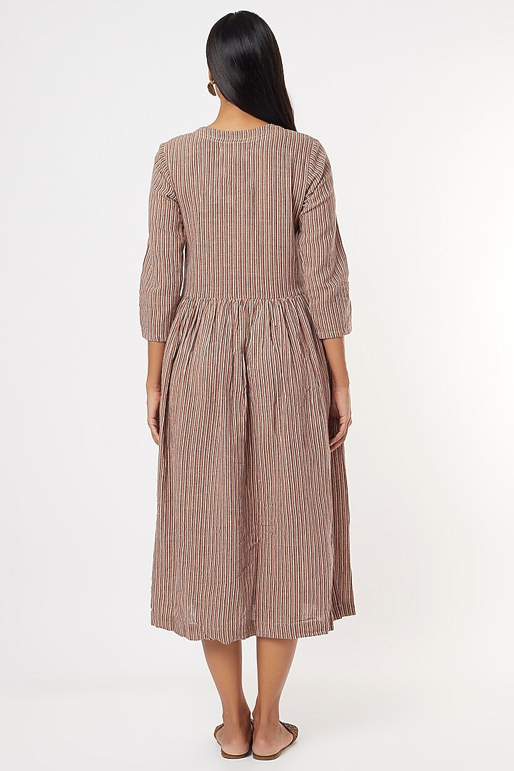 Maroon Cotton Midi Summer Dress by 3X9T at Pernia's Pop Up Shop