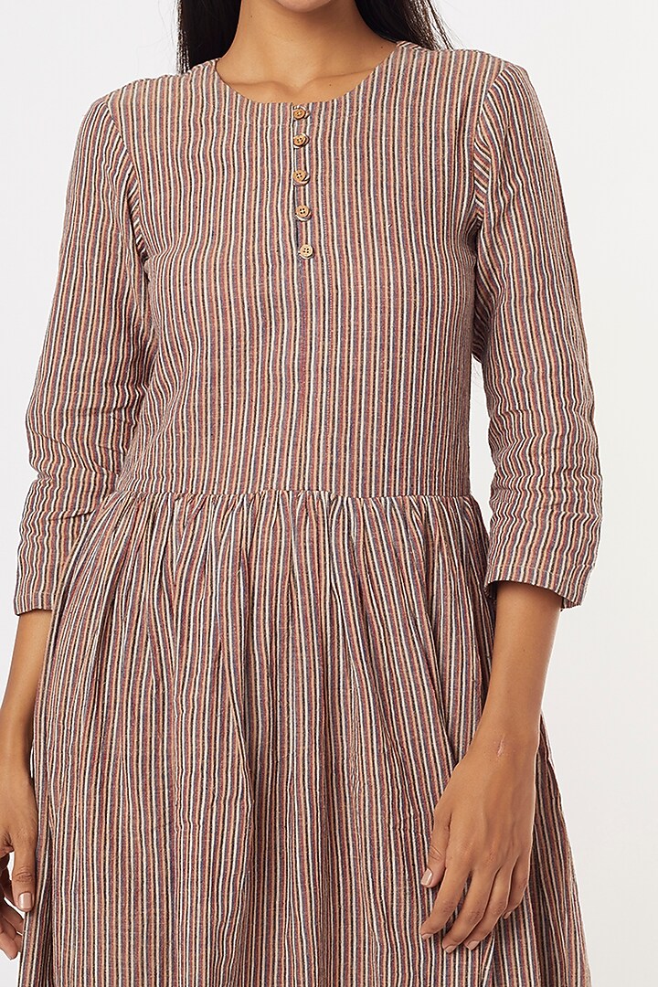 Maroon Cotton Midi Summer Dress by 3X9T at Pernia's Pop Up Shop