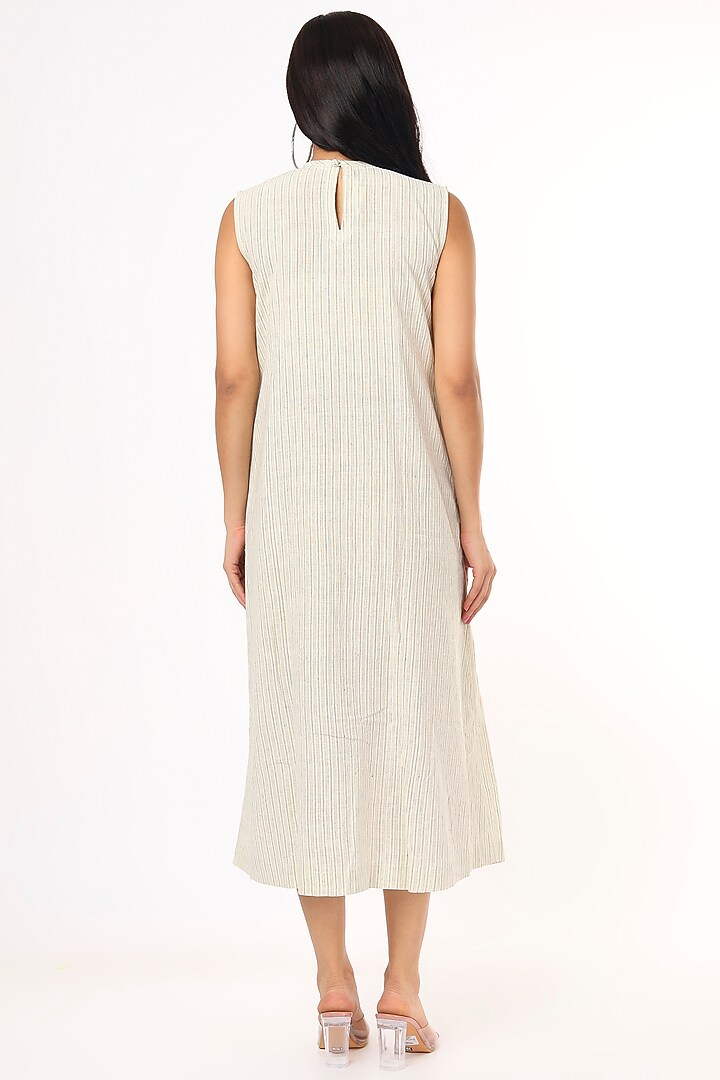 White Striped Dress by 3X9T at Pernia's Pop Up Shop