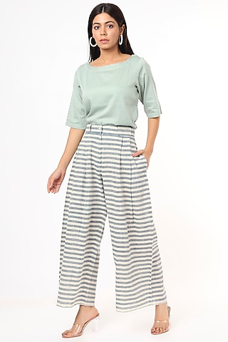 Mint Cotton Satin Top by 3X9T