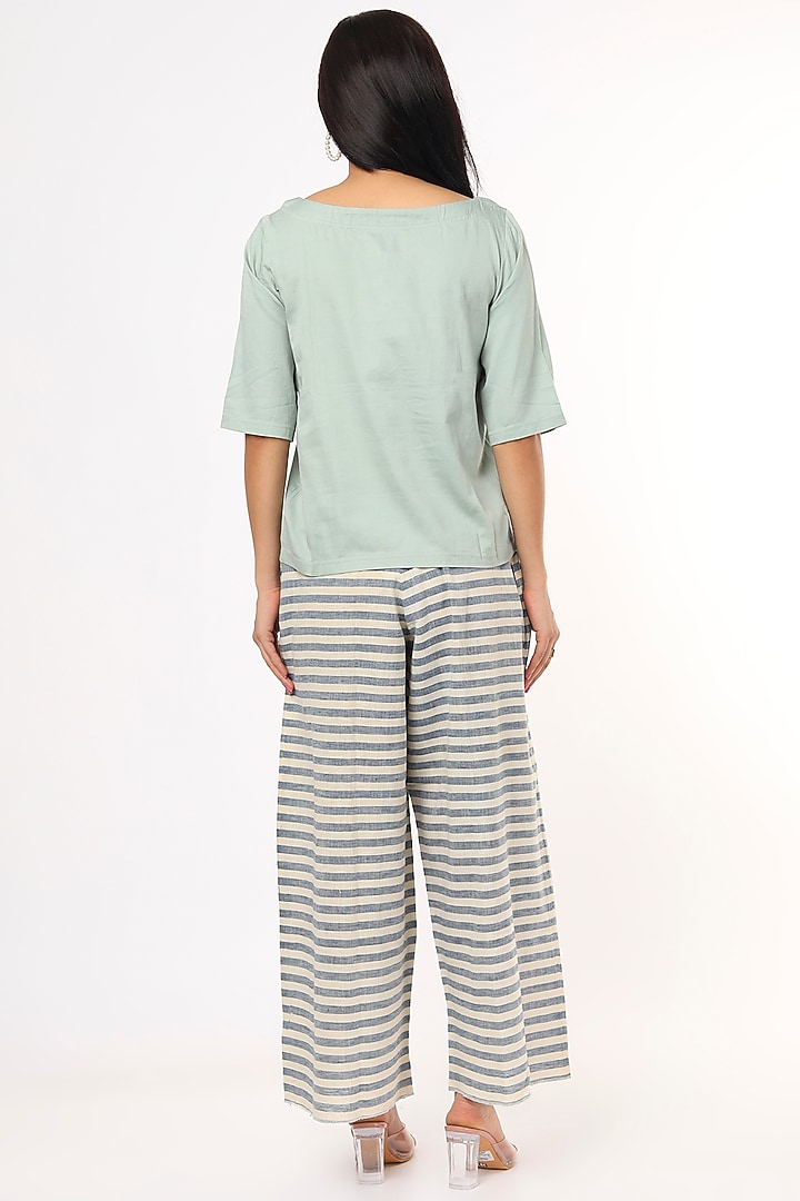 Mint Cotton Satin Top by 3X9T at Pernia's Pop Up Shop