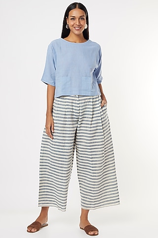 Blue Cotton Pants by 3X9T