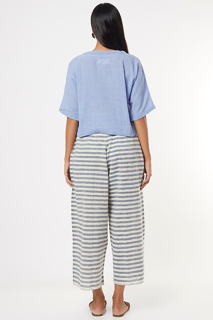 Blue Cotton Pants by 3X9T at Pernia's Pop Up Shop